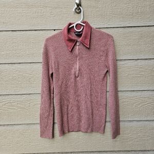 vintage 70s Robert Bruce Grubb Stuff pink quarter zip ribbed sweater